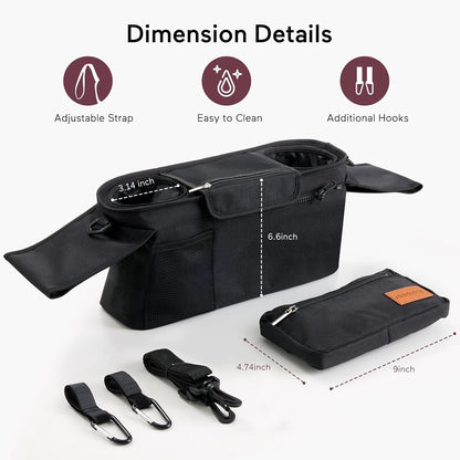 Momcozy Universal Stroller Organizer with Insulated Cup Holder Detachable Phone Bag & Shoulder Strap, Fits for Stroller like Uppababy, Baby Jogger, Britax, BOB, Umbrella and Pet Stroller - 7DAY'S