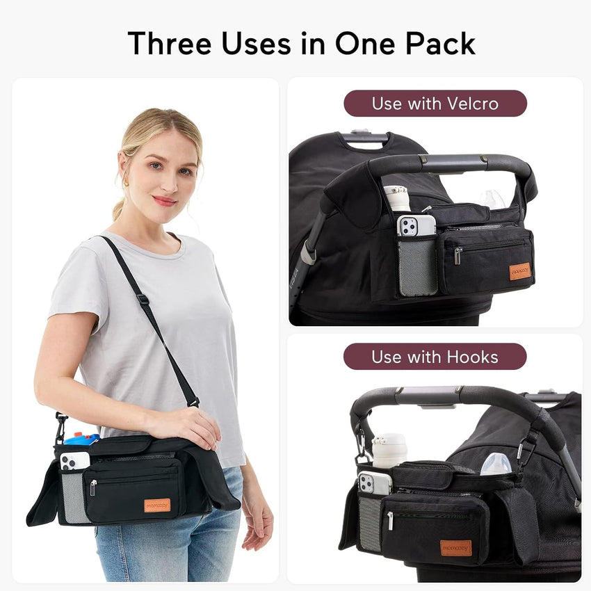 Momcozy Universal Stroller Organizer with Insulated Cup Holder Detachable Phone Bag & Shoulder Strap, Fits for Stroller like Uppababy, Baby Jogger, Britax, BOB, Umbrella and Pet Stroller - 7DAY'S