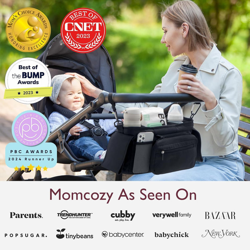Momcozy Universal Stroller Organizer with Insulated Cup Holder Detachable Phone Bag & Shoulder Strap, Fits for Stroller like Uppababy, Baby Jogger, Britax, BOB, Umbrella and Pet Stroller - 7DAY'S