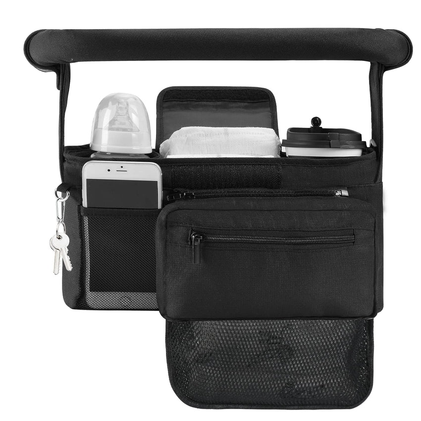 Momcozy Universal Stroller Organizer with Insulated Cup Holder Detachable Phone Bag & Shoulder Strap, Fits for Stroller like Uppababy, Baby Jogger, Britax, BOB, Umbrella and Pet Stroller - 7DAY'S
