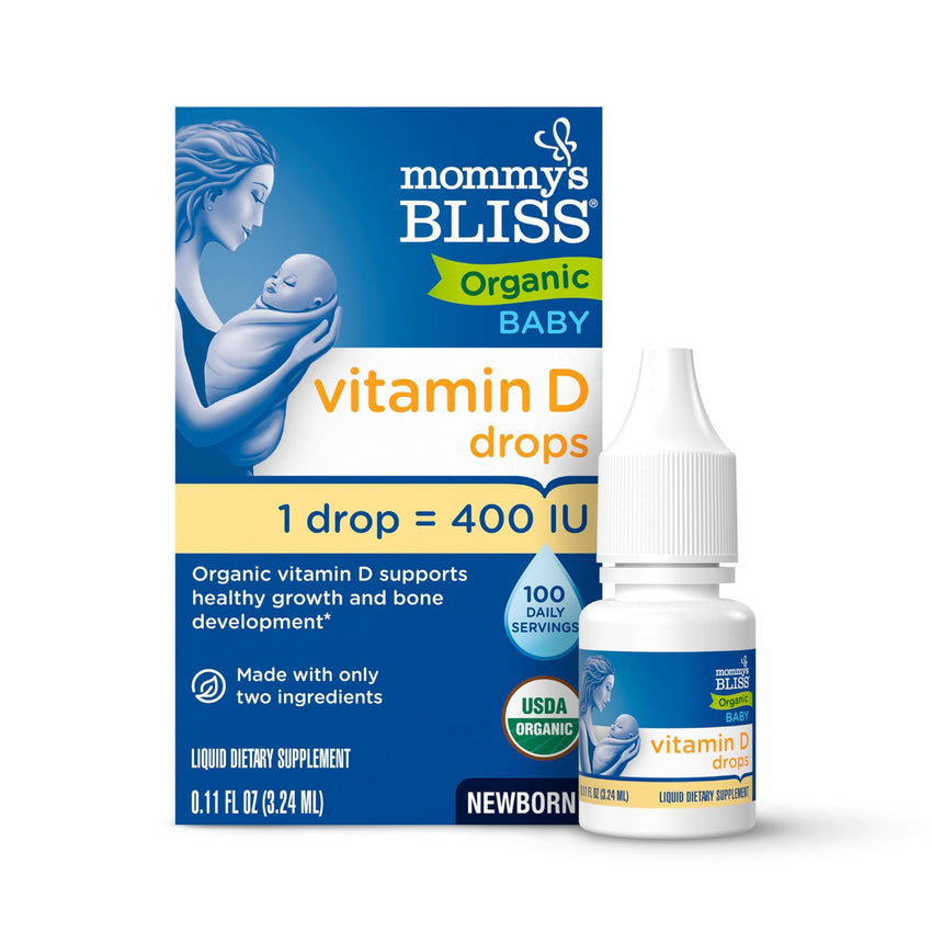 Mommy's Bliss Organic Baby Vitamin D Drops | Promotes Healthy Growth and Bone Development | Age Newborn+ | 0.11 Fl Oz (100 Servings) | Pack of 2 - 7DAY'S