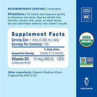 Mommy's Bliss Organic Baby Vitamin D Drops | Promotes Healthy Growth and Bone Development | Age Newborn+ | 0.11 Fl Oz (100 Servings) | Pack of 2 - 7DAY'S