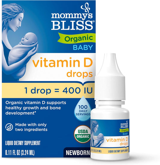 Mommy’s Bliss Organic Vitamin D Drops - Infants and Newborns - Supports Growth and Bone Development - Easy Use - 400 IU Per Drop - 100 Daily Servings - 7DAY'S
