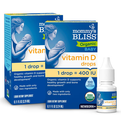 Mommy’s Bliss Organic Vitamin D Drops - Infants and Newborns - Supports Growth and Bone Development - Easy Use - 400 IU Per Drop - 100 Daily Servings - 7DAY'S
