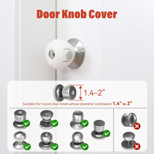 Mom's Choice Gold Awards Winner - EUDEMON 4 Pack Baby Safety Door Knob Covers Door Knob Locks(not suit for all door knobs) - 7DAY'S