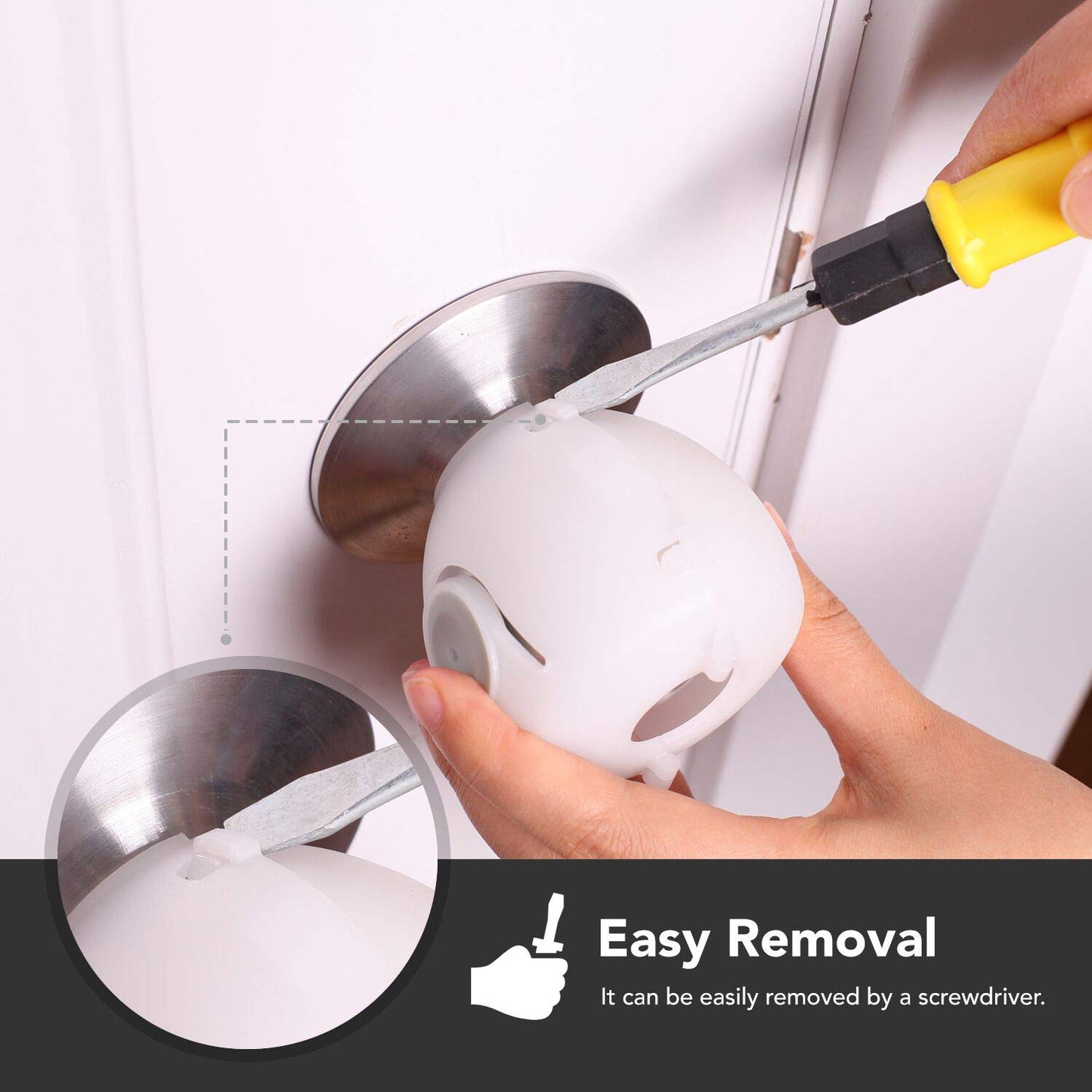 Mom's Choice Gold Awards Winner - EUDEMON 4 Pack Baby Safety Door Knob Covers Door Knob Locks(not suit for all door knobs) - 7DAY'S