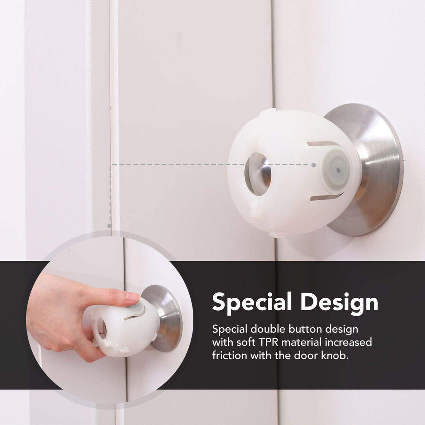Mom's Choice Gold Awards Winner - EUDEMON 4 Pack Baby Safety Door Knob Covers Door Knob Locks(not suit for all door knobs) - 7DAY'S