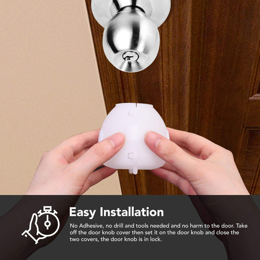Mom's Choice Gold Awards Winner - EUDEMON 4 Pack Baby Safety Door Knob Covers Door Knob Locks(not suit for all door knobs) - 7DAY'S