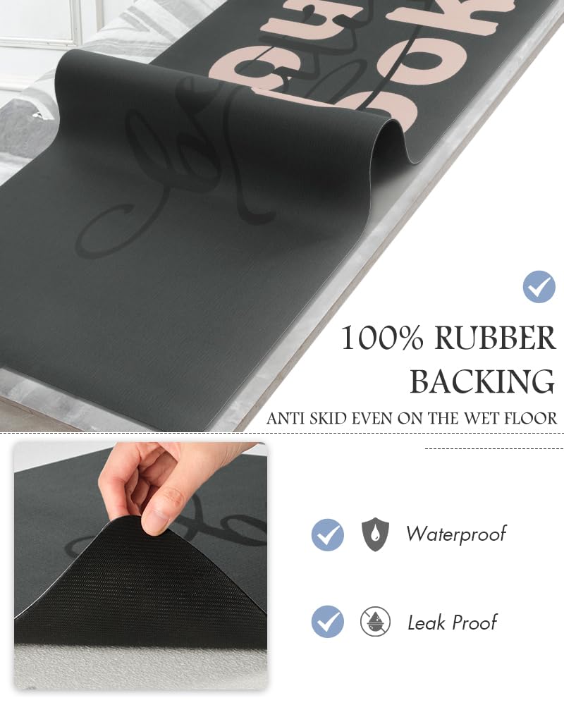MontVoo - Bath Mat - Bathroom Mat Rug Non Slip Super Absorbent Stain Resistant Quick Dry Thin Bathroom Rug - Bath Mats for Bathroom Floor Bathtub Vanity - Bathmat Bath Rug Easy Care - 17"x27" Grey - 7DAY'S