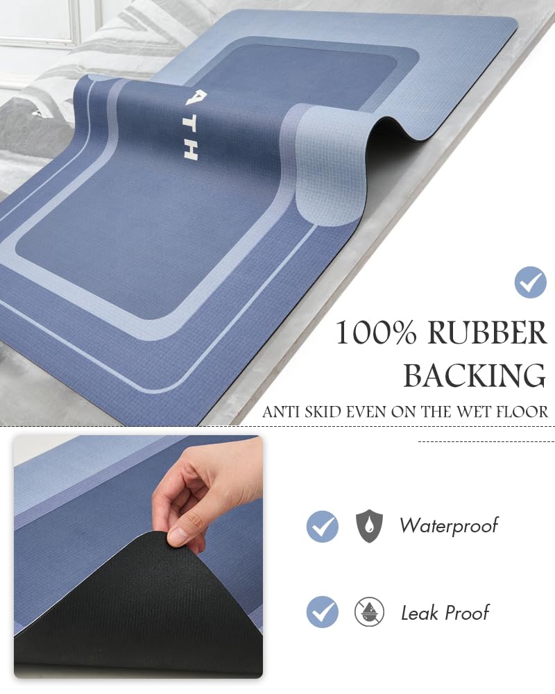 MontVoo - Bath Mat - Bathroom Mat Rug Non Slip Super Absorbent Stain Resistant Quick Dry Thin Bathroom Rug - Bath Mats for Bathroom Floor Bathtub Vanity - Bathmat Bath Rug Easy Care - 17"x27" Grey - 7DAY'S