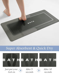 MontVoo - Bath Mat - Bathroom Mat Rug Non Slip Super Absorbent Stain Resistant Quick Dry Thin Bathroom Rug - Bath Mats for Bathroom Floor Bathtub Vanity - Bathmat Bath Rug Easy Care - 17"x27" Grey - 7DAY'S