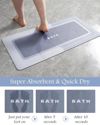MontVoo - Bath Mat - Bathroom Mat Rug Non Slip Super Absorbent Stain Resistant Quick Dry Thin Bathroom Rug - Bath Mats for Bathroom Floor Bathtub Vanity - Bathmat Bath Rug Easy Care - 17"x27" Grey - 7DAY'S