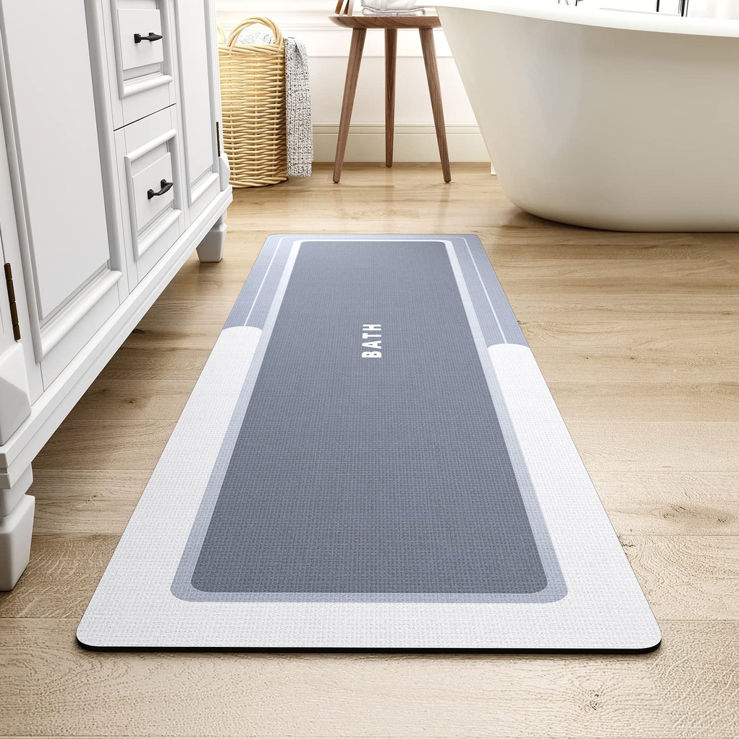 MontVoo - Bath Mat - Bathroom Mat Rug Non Slip Super Absorbent Stain Resistant Quick Dry Thin Bathroom Rug - Bath Mats for Bathroom Floor Bathtub Vanity - Bathmat Bath Rug Easy Care - 17"x27" Grey - 7DAY'S