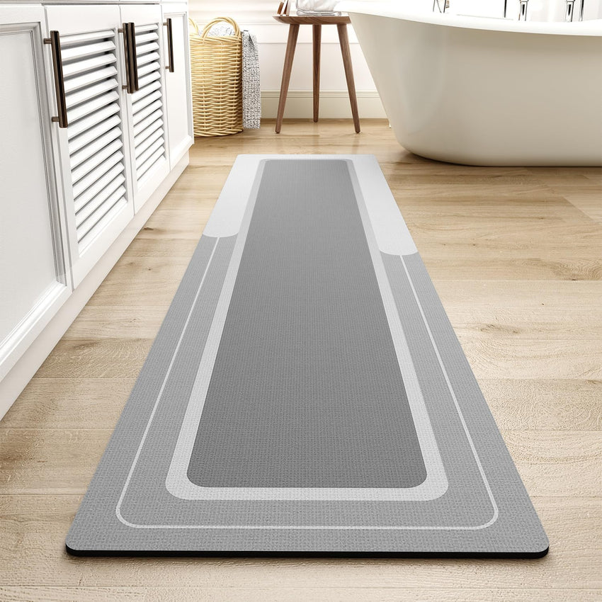MontVoo - Bath Mat - Bathroom Mat Rug Non Slip Super Absorbent Stain Resistant Quick Dry Thin Bathroom Rug - Bath Mats for Bathroom Floor Bathtub Vanity - Bathmat Bath Rug Easy Care - 17"x27" Grey - 7DAY'S