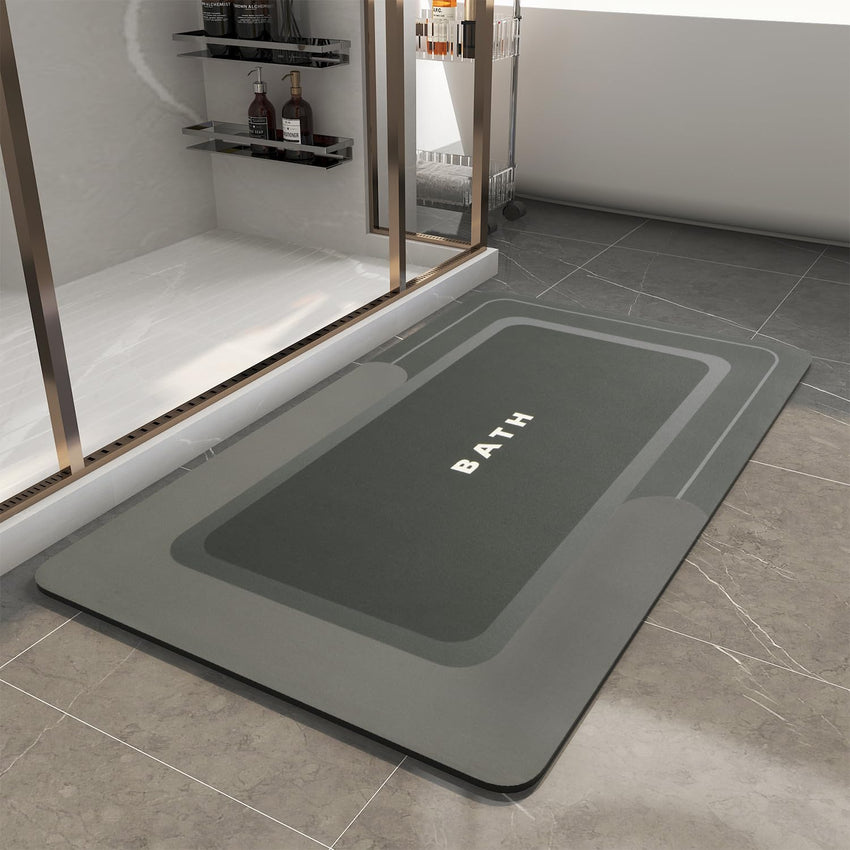 MontVoo - Bath Mat - Bathroom Mat Rug Non Slip Super Absorbent Stain Resistant Quick Dry Thin Bathroom Rug - Bath Mats for Bathroom Floor Bathtub Vanity - Bathmat Bath Rug Easy Care - 17"x27" Grey - 7DAY'S