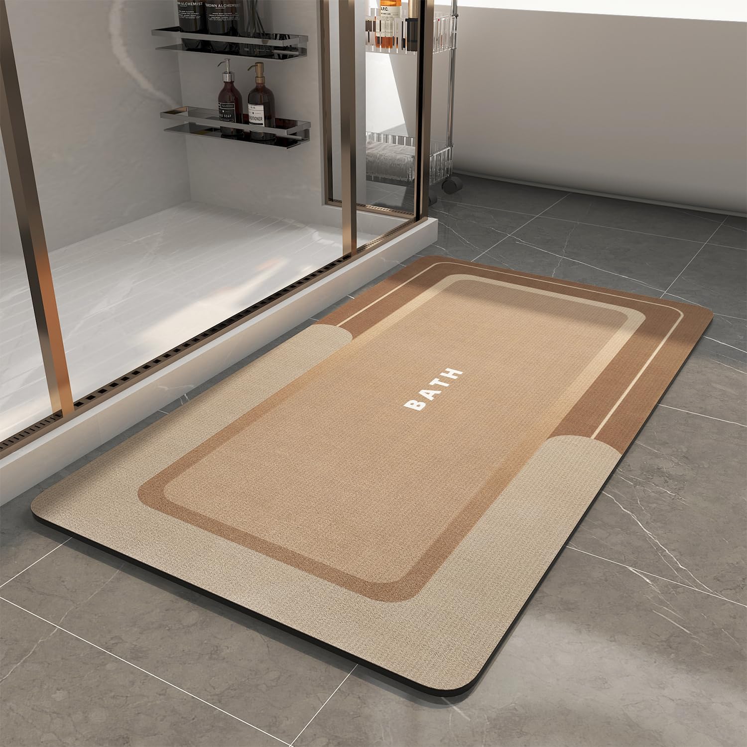 MontVoo - Bath Mat - Bathroom Mat Rug Non Slip Super Absorbent Stain Resistant Quick Dry Thin Bathroom Rug - Bath Mats for Bathroom Floor Bathtub Vanity - Bathmat Bath Rug Easy Care - 17"x27" Grey - 7DAY'S