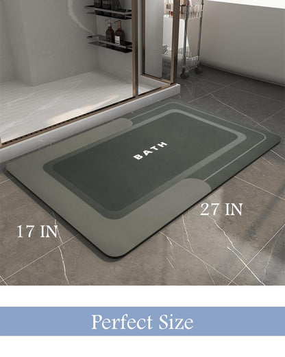 MontVoo - Bath Mat - Bathroom Mat Rug Non Slip Super Absorbent Stain Resistant Quick Dry Thin Bathroom Rug - Bath Mats for Bathroom Floor Bathtub Vanity - Bathmat Bath Rug Easy Care - 17"x27" Grey - 7DAY'S