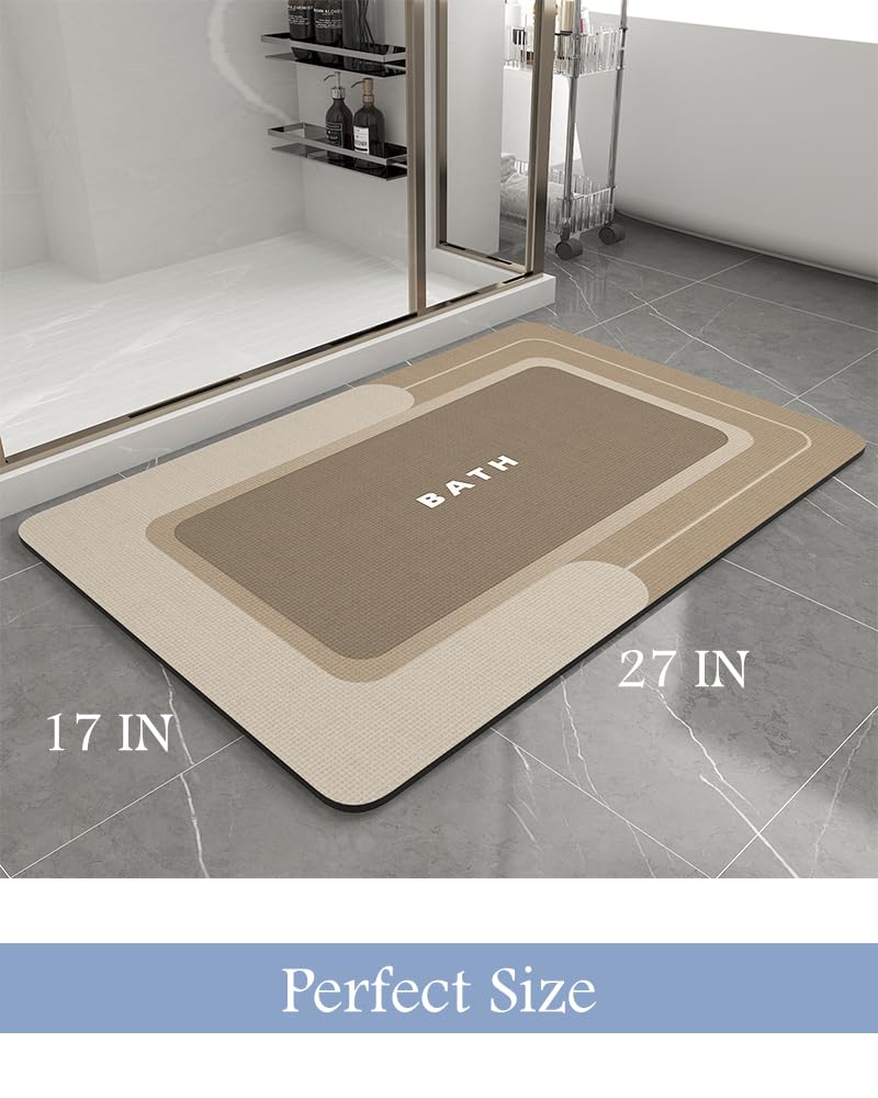 MontVoo - Bath Mat - Bathroom Mat Rug Non Slip Super Absorbent Stain Resistant Quick Dry Thin Bathroom Rug - Bath Mats for Bathroom Floor Bathtub Vanity - Bathmat Bath Rug Easy Care - 17"x27" Grey - 7DAY'S
