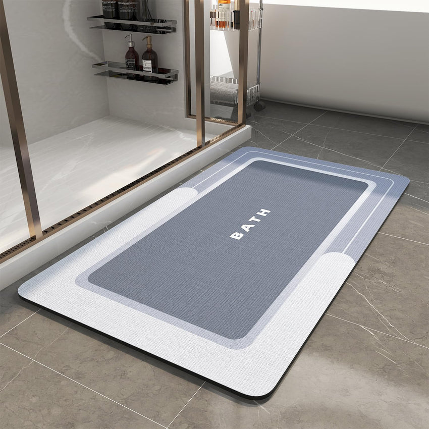 MontVoo - Bath Mat - Bathroom Mat Rug Non Slip Super Absorbent Stain Resistant Quick Dry Thin Bathroom Rug - Bath Mats for Bathroom Floor Bathtub Vanity - Bathmat Bath Rug Easy Care - 17"x27" Grey - 7DAY'S