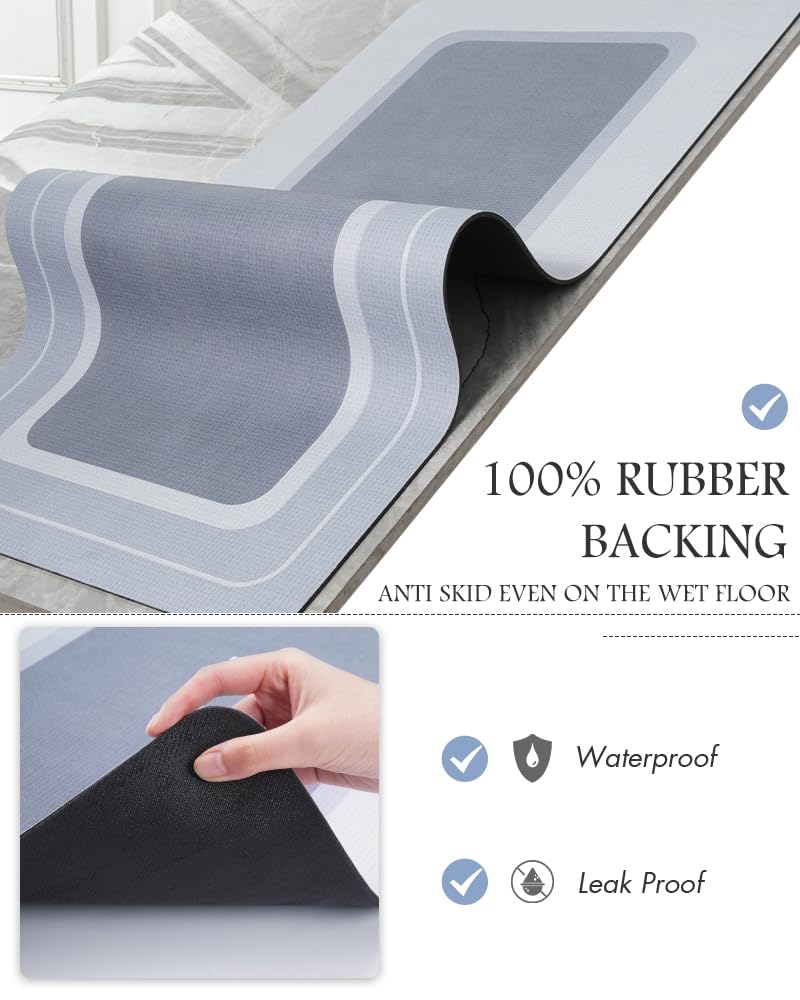 MontVoo - Bath Mat - Bathroom Mat Rug Non Slip Super Absorbent Stain Resistant Quick Dry Thin Bathroom Rug - Bath Mats for Bathroom Floor Bathtub Vanity - Bathmat Bath Rug Easy Care - 17"x27" Grey - 7DAY'S