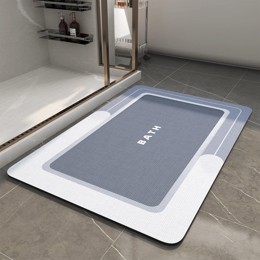 MontVoo - Bath Mat - Bathroom Mat Rug Non Slip Super Absorbent Stain Resistant Quick Dry Thin Bathroom Rug - Bath Mats for Bathroom Floor Bathtub Vanity - Bathmat Bath Rug Easy Care - 17"x27" Grey - 7DAY'S