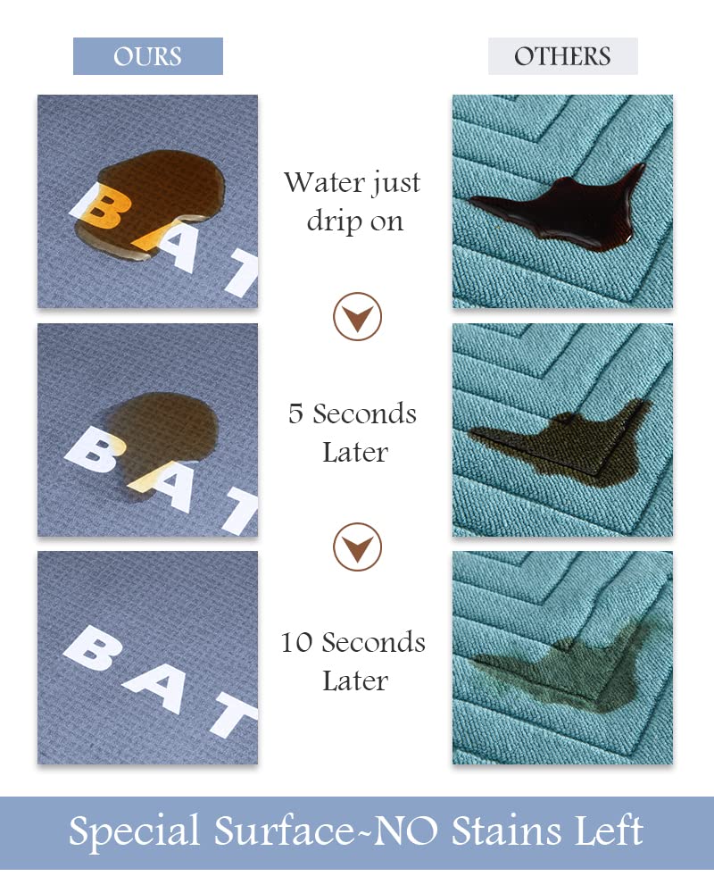 MontVoo - Bath Mat - Bathroom Mat Rug Non Slip Super Absorbent Stain Resistant Quick Dry Thin Bathroom Rug - Bath Mats for Bathroom Floor Bathtub Vanity - Bathmat Bath Rug Easy Care - 17"x27" Grey - 7DAY'S