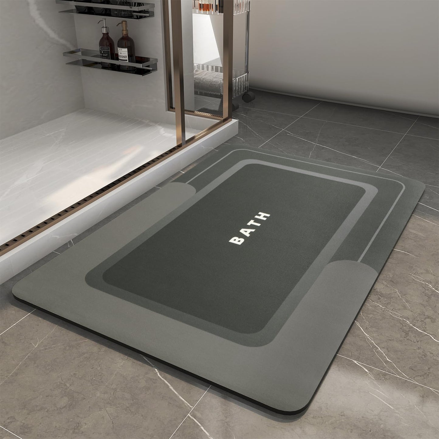 MontVoo - Bath Mat - Bathroom Mat Rug Non Slip Super Absorbent Stain Resistant Quick Dry Thin Bathroom Rug - Bath Mats for Bathroom Floor Bathtub Vanity - Bathmat Bath Rug Easy Care - 17"x27" Grey - 7DAY'S