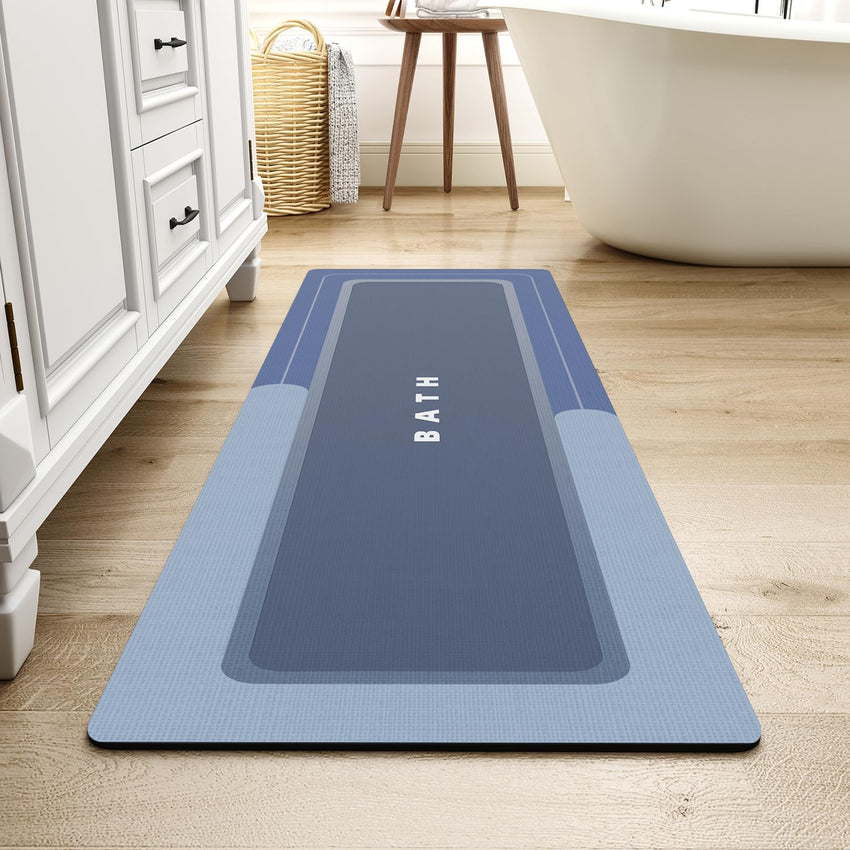 MontVoo - Bath Mat - Bathroom Mat Rug Non Slip Super Absorbent Stain Resistant Quick Dry Thin Bathroom Rug - Bath Mats for Bathroom Floor Bathtub Vanity - Bathmat Bath Rug Easy Care - 17"x27" Grey - 7DAY'S