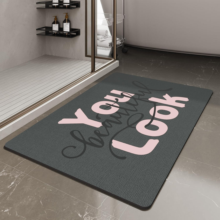 MontVoo - Bath Mat - Bathroom Mat Rug Non Slip Super Absorbent Stain Resistant Quick Dry Thin Bathroom Rug - Bath Mats for Bathroom Floor Bathtub Vanity - Bathmat Bath Rug Easy Care - 17"x27" Grey - 7DAY'S