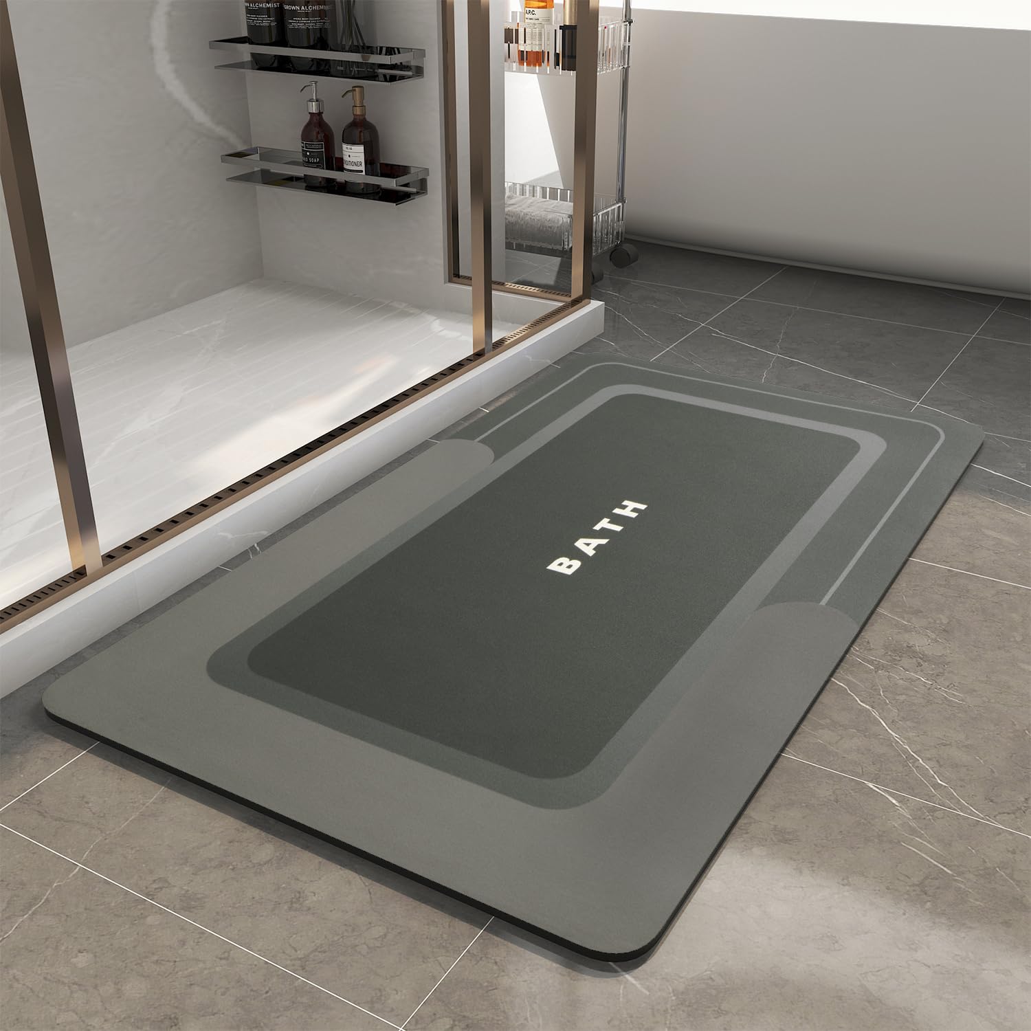 MontVoo - Bath Mat - Bathroom Mat Rug Non Slip Super Absorbent Stain Resistant Quick Dry Thin Bathroom Rug - Bath Mats for Bathroom Floor Bathtub Vanity - Bathmat Bath Rug Easy Care - 17"x27" Grey - 7DAY'S