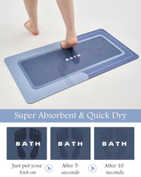 MontVoo - Bath Mat - Bathroom Mat Rug Non Slip Super Absorbent Stain Resistant Quick Dry Thin Bathroom Rug - Bath Mats for Bathroom Floor Bathtub Vanity - Bathmat Bath Rug Easy Care - 17"x27" Grey - 7DAY'S