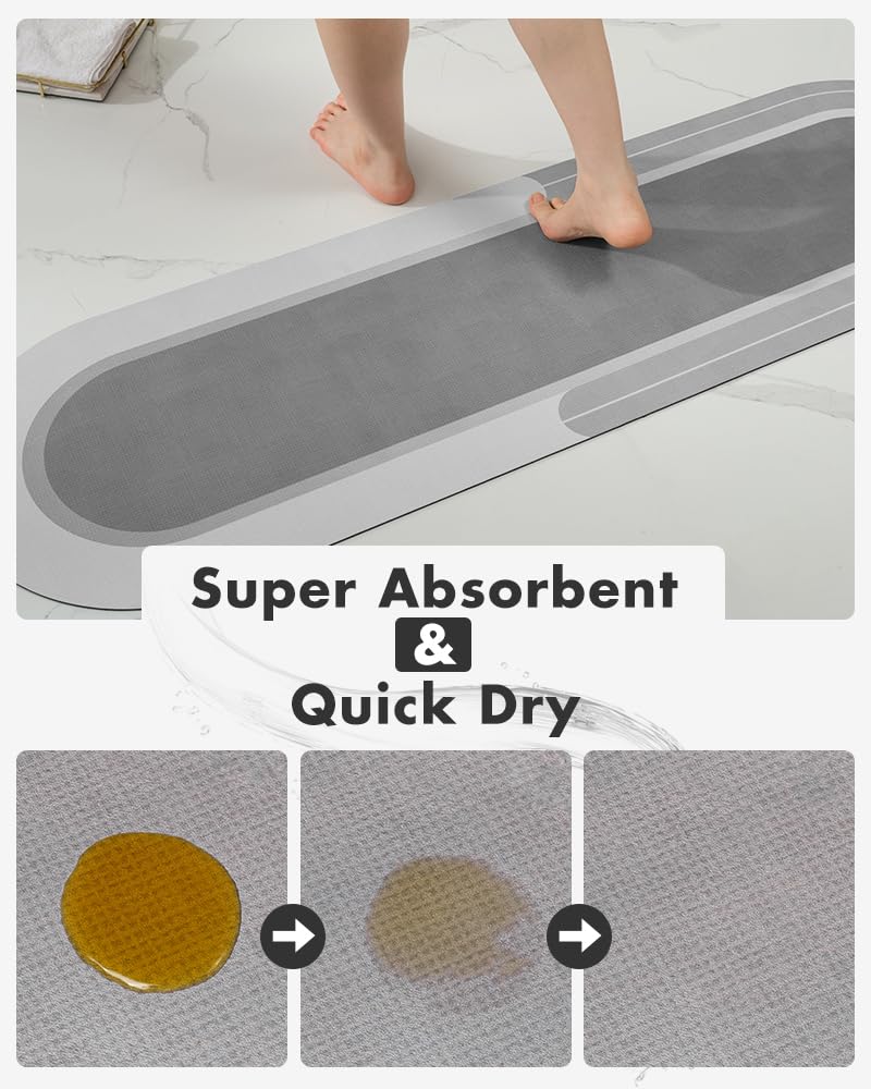 MontVoo Bath Mat - Non Slip, Quick Dry, Stain Resistant Bath Mat Rug for Bathroom Floor - Easy Care Shower Rug for Outside Bathtub - 17"x27" Darkgrey - 7DAY'S