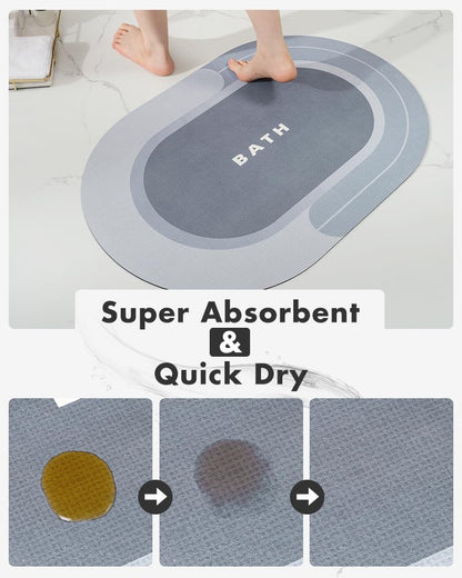 MontVoo Bath Mat - Non Slip, Quick Dry, Stain Resistant Bath Mat Rug for Bathroom Floor - Easy Care Shower Rug for Outside Bathtub - 17"x27" Darkgrey - 7DAY'S