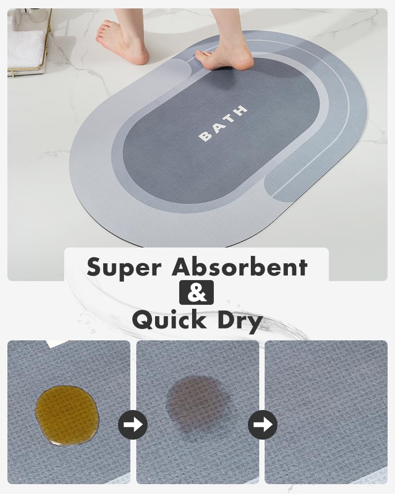 MontVoo Bath Mat - Non Slip, Quick Dry, Stain Resistant Bath Mat Rug for Bathroom Floor - Easy Care Shower Rug for Outside Bathtub - 17"x27" Darkgrey - 7DAY'S