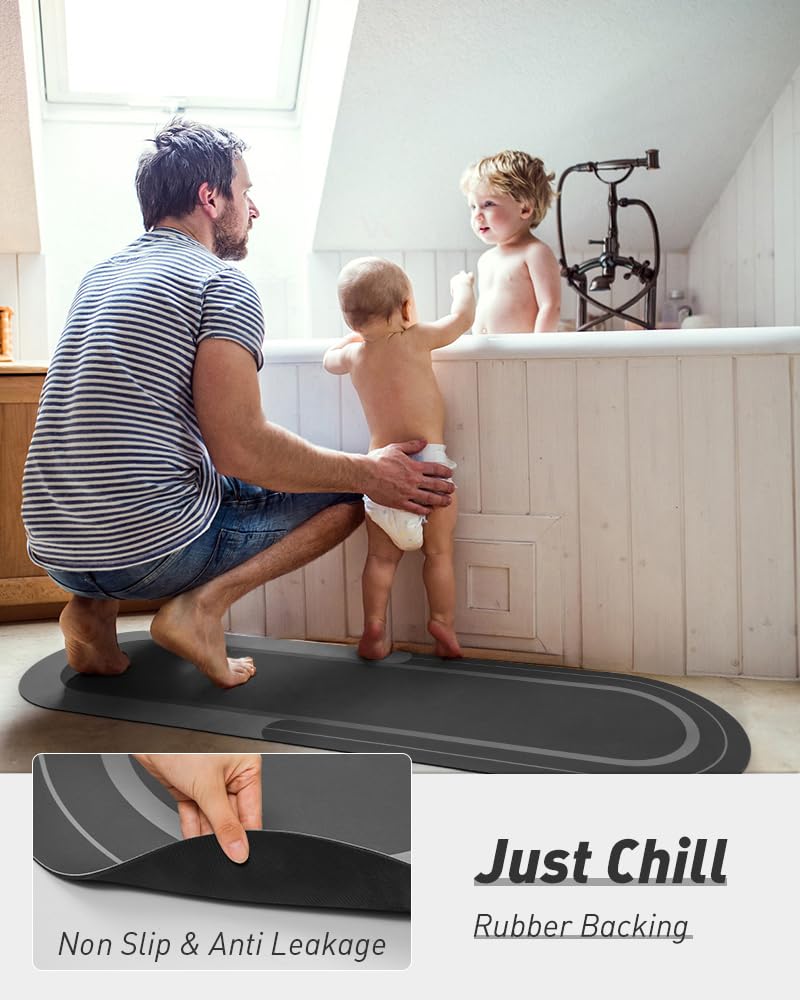 MontVoo Bath Mat - Non Slip, Quick Dry, Stain Resistant Bath Mat Rug for Bathroom Floor - Easy Care Shower Rug for Outside Bathtub - 17"x27" Darkgrey - 7DAY'S