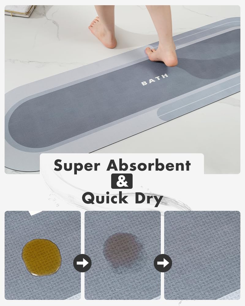 MontVoo Bath Mat - Non Slip, Quick Dry, Stain Resistant Bath Mat Rug for Bathroom Floor - Easy Care Shower Rug for Outside Bathtub - 17"x27" Darkgrey - 7DAY'S