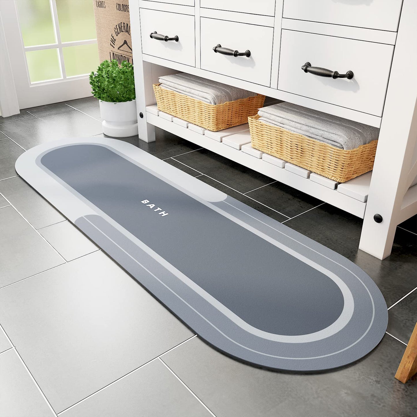 MontVoo Bath Mat - Non Slip, Quick Dry, Stain Resistant Bath Mat Rug for Bathroom Floor - Easy Care Shower Rug for Outside Bathtub - 17"x27" Darkgrey - 7DAY'S