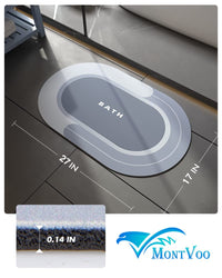 MontVoo Bath Mat - Non Slip, Quick Dry, Stain Resistant Bath Mat Rug for Bathroom Floor - Easy Care Shower Rug for Outside Bathtub - 17"x27" Darkgrey - 7DAY'S
