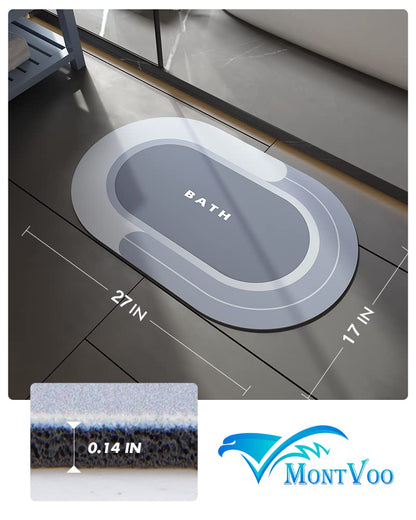 MontVoo Bath Mat - Non Slip, Quick Dry, Stain Resistant Bath Mat Rug for Bathroom Floor - Easy Care Shower Rug for Outside Bathtub - 17"x27" Darkgrey - 7DAY'S