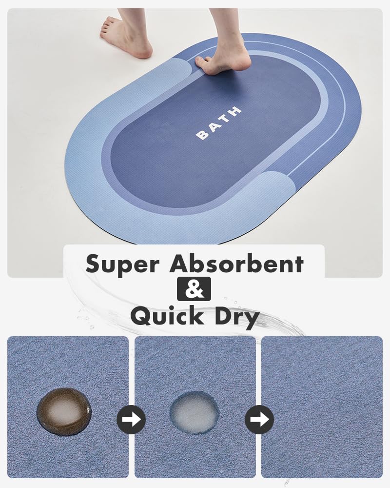 MontVoo Bath Mat - Non Slip, Quick Dry, Stain Resistant Bath Mat Rug for Bathroom Floor - Easy Care Shower Rug for Outside Bathtub - 17"x27" Darkgrey - 7DAY'S