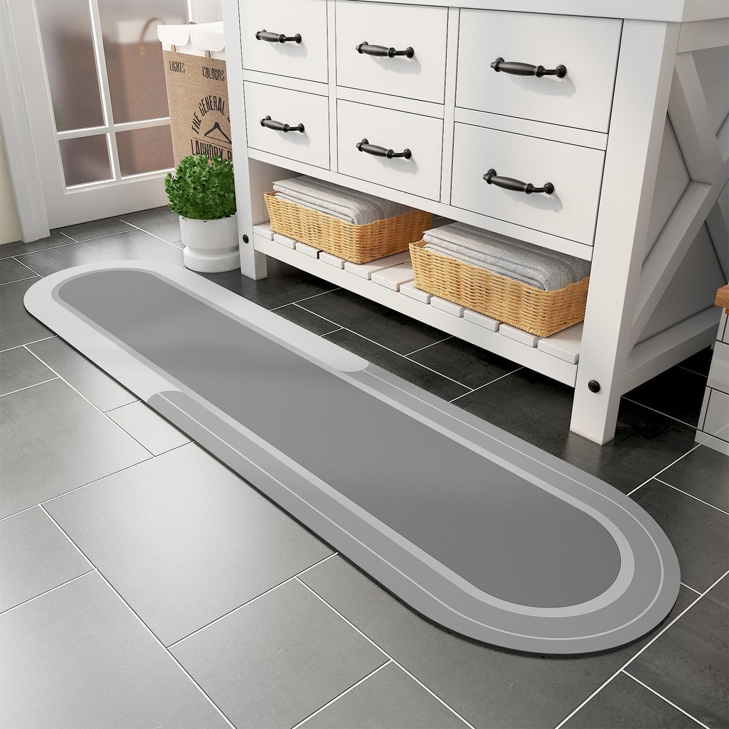 MontVoo Bath Mat - Non Slip, Quick Dry, Stain Resistant Bath Mat Rug for Bathroom Floor - Easy Care Shower Rug for Outside Bathtub - 17"x27" Darkgrey - 7DAY'S