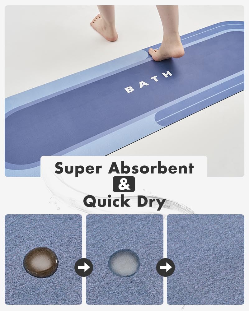 MontVoo Bath Mat - Non Slip, Quick Dry, Stain Resistant Bath Mat Rug for Bathroom Floor - Easy Care Shower Rug for Outside Bathtub - 17"x27" Darkgrey - 7DAY'S