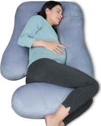 MOON PARK Pregnancy Pillows for Sleeping - U Shaped Full Body Maternity Pillow with Removable Cover - Support for Back, Legs, Belly, HIPS - 57 Inch Pregnancy Pillow for Women - Grey - 7DAY'S