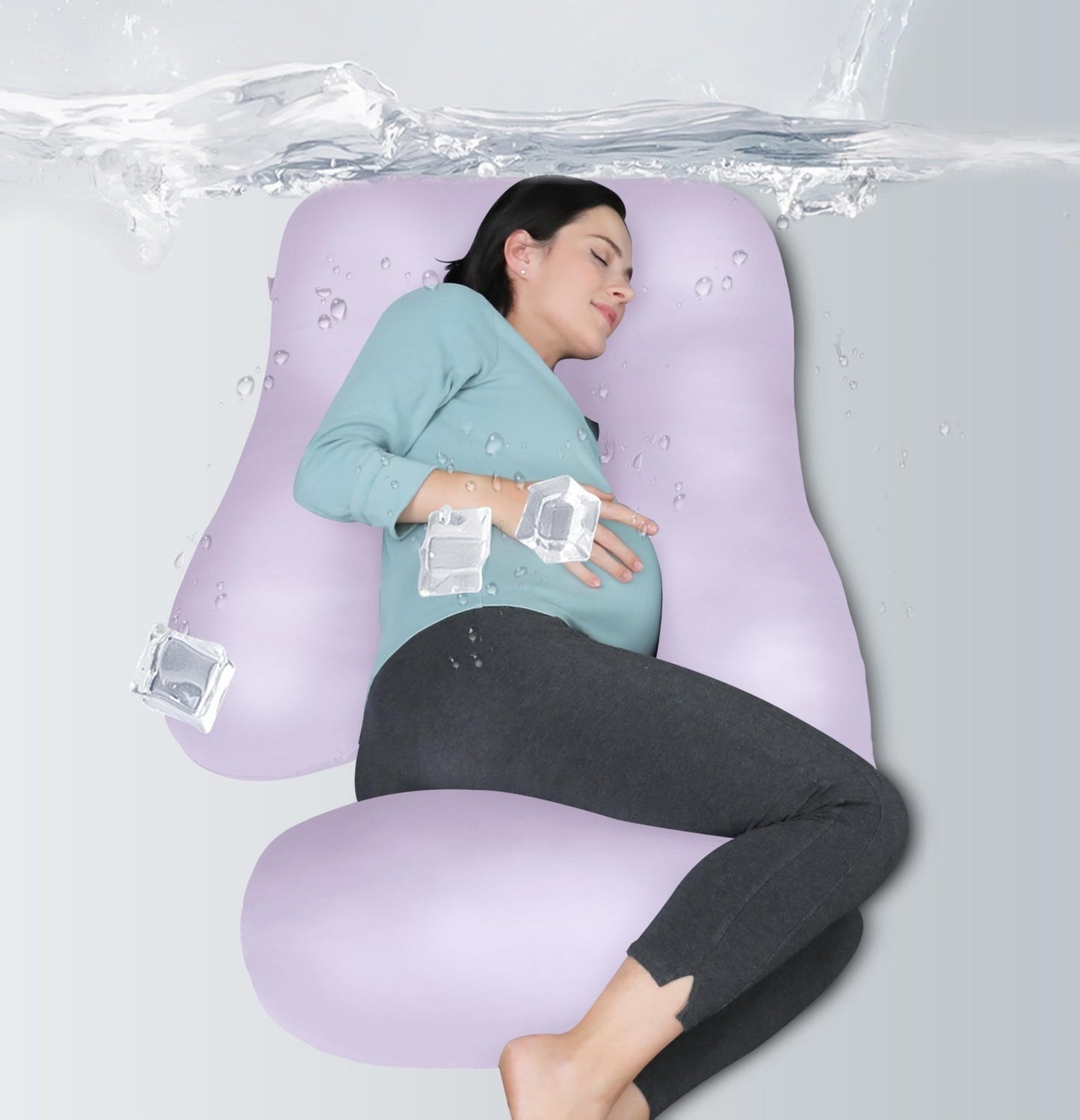 MOON PARK Pregnancy Pillows for Sleeping - U Shaped Full Body Maternity Pillow with Removable Cover - Support for Back, Legs, Belly, HIPS - 57 Inch Pregnancy Pillow for Women - Grey - 7DAY'S