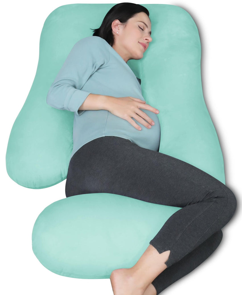 MOON PARK Pregnancy Pillows for Sleeping - U Shaped Full Body Maternity Pillow with Removable Cover - Support for Back, Legs, Belly, HIPS - 57 Inch Pregnancy Pillow for Women - Grey - 7DAY'S