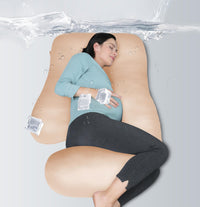 MOON PARK Pregnancy Pillows for Sleeping - U Shaped Full Body Maternity Pillow with Removable Cover - Support for Back, Legs, Belly, HIPS - 57 Inch Pregnancy Pillow for Women - Grey - 7DAY'S
