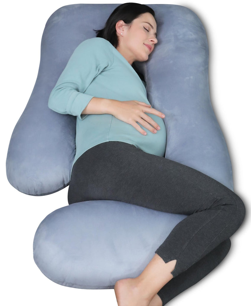 MOON PARK Pregnancy Pillows for Sleeping - U Shaped Full Body Maternity Pillow with Removable Cover - Support for Back, Legs, Belly, HIPS - 57 Inch Pregnancy Pillow for Women - Grey - 7DAY'S