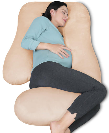 MOON PARK Pregnancy Pillows for Sleeping - U Shaped Full Body Maternity Pillow with Removable Cover - Support for Back, Legs, Belly, HIPS - 57 Inch Pregnancy Pillow for Women - Grey - 7DAY'S