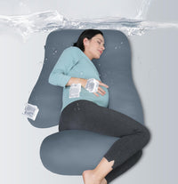 MOON PARK Pregnancy Pillows for Sleeping - U Shaped Full Body Maternity Pillow with Removable Cover - Support for Back, Legs, Belly, HIPS - 57 Inch Pregnancy Pillow for Women - Grey - 7DAY'S