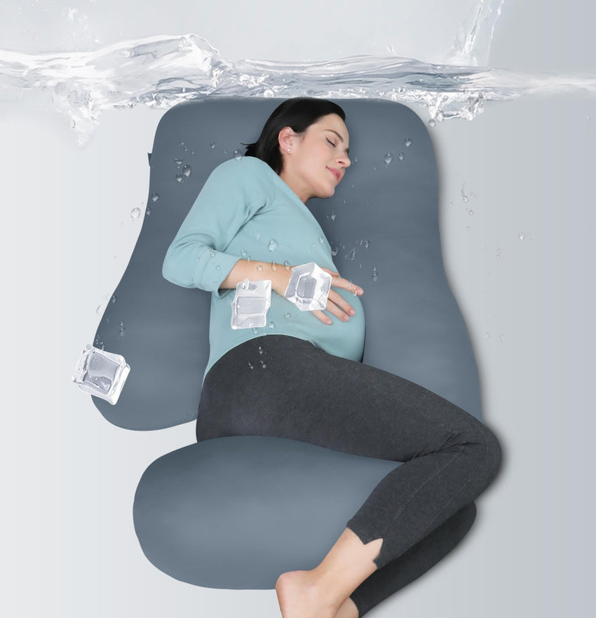 MOON PARK Pregnancy Pillows for Sleeping - U Shaped Full Body Maternity Pillow with Removable Cover - Support for Back, Legs, Belly, HIPS - 57 Inch Pregnancy Pillow for Women - Grey - 7DAY'S